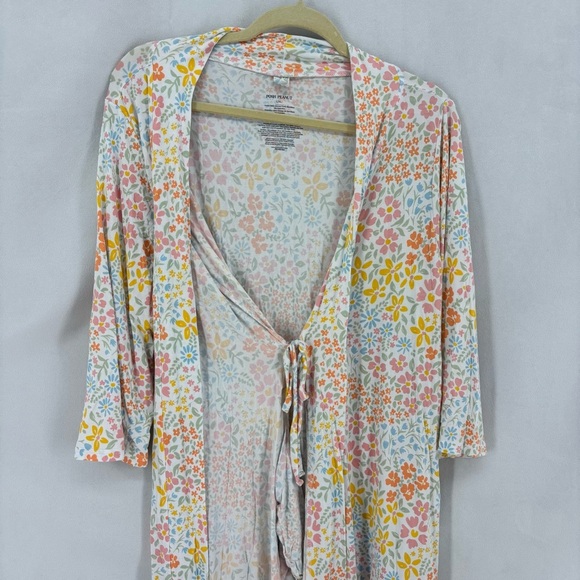 Posh Peanut Floral Daisy Lounge Robe Bamboo Viscose Soft Stretch Women’s L XL - Picture 6 of 8